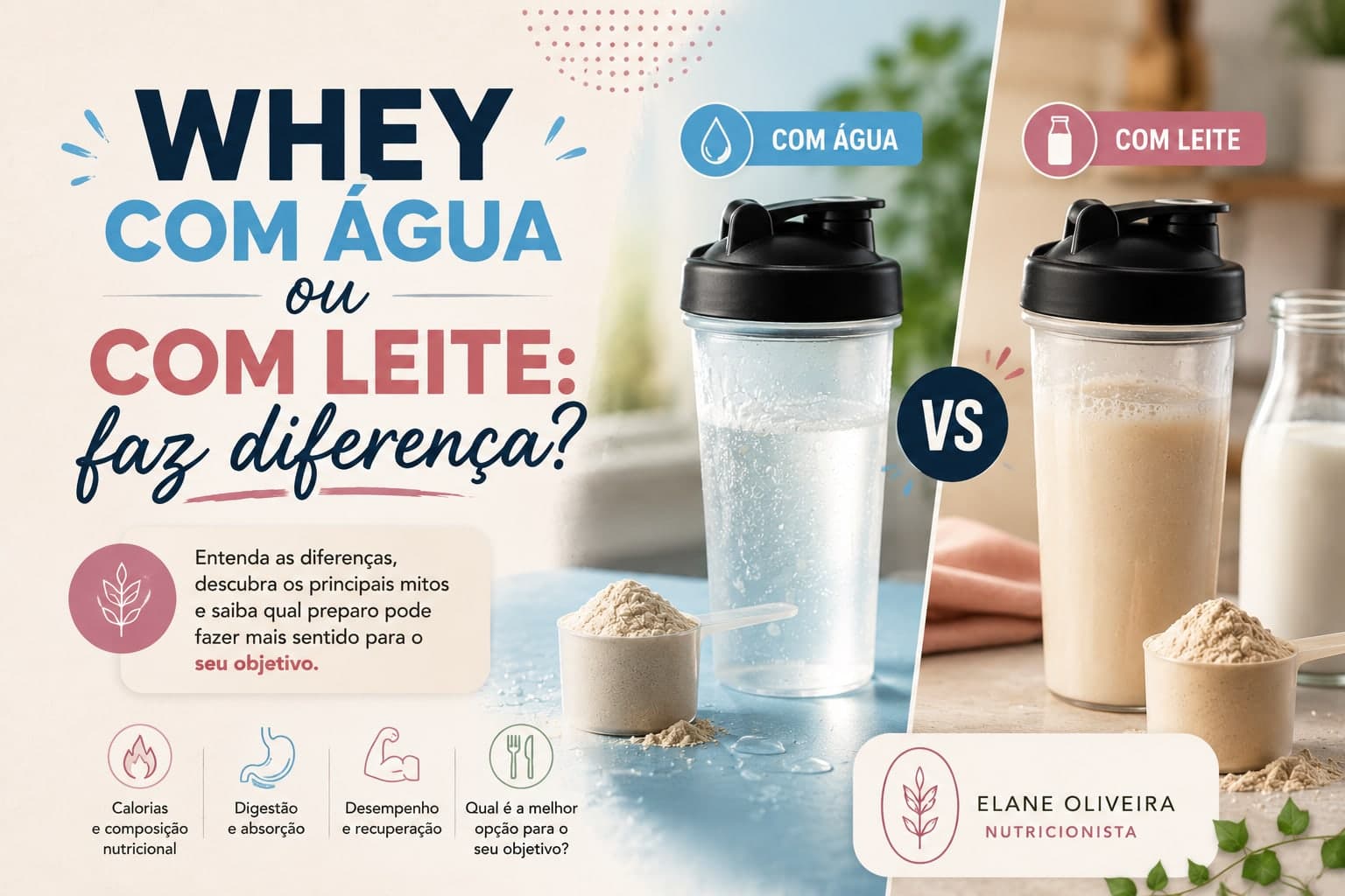 Whey com água ou com leite: faz diferença?